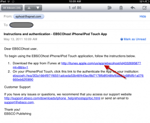 EBSCO iPhone App First Link