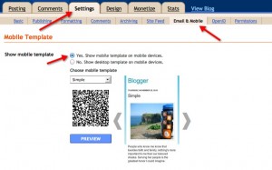 Blogger's Mobile Settings Blogger's Mobile Settings