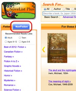 Note the Nonfiction tab to the left of the screen.