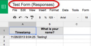 response spreadsheet